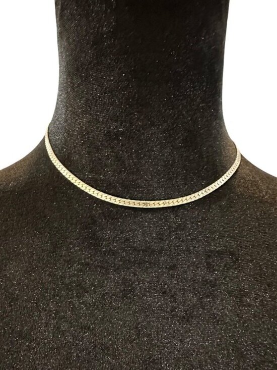 None Jewelry - Vintage Silver-Tone Snake Chain Necklace With C-Clasp - 15.5 Inches